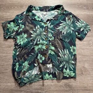 ONeill Shirt Womens Medium Tropical Floral Top Button Up Camp Short Sleeve